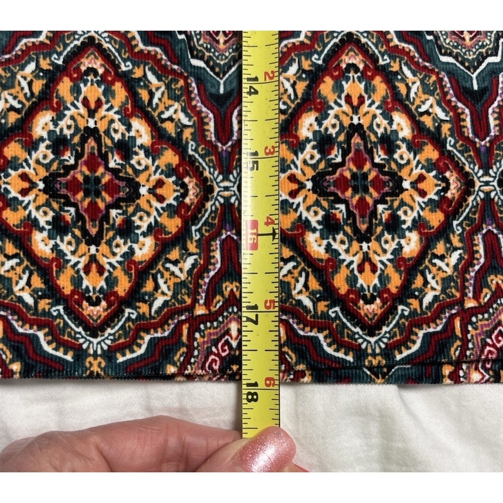 LOFT A-Line Mini Skirt Medallion Print Teal Boho Lined Size 0‎ Colorful Workwear - Picture 5 of 8